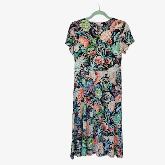 ⭐ Norm Thompson Petite Floral Maxi Dress Faux Wrap Flowy Tropical Colrful sz: PS - Picture 2 of 8